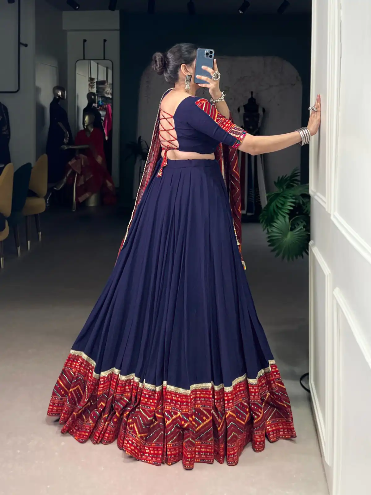 LNB 1661 Navy Blue Pure Rayon Mirror Work & Gamthi Work Lehenga Choli in . Affordable Price ₹4199. Delivery 4-6 Working Days. Shop now. | Embroidered Lehenga, Bollywood Lehenga, Creative Lehenga, Designer Lehenga, Lehenga, Party Wear Lehenga