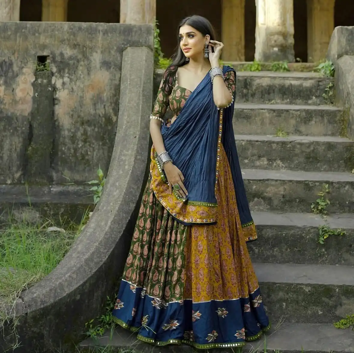 LG 648 Navy Blue Color Rayon Printed Mirror Work Lehenga Choli in Introductory Price ₹1999. Delivery 4-6 Working Days. Shop now. | Bollywood Lehenga, Creative Lehenga, Designer Lehenga, Embroidered Lehenga, Lehenga, Party Wear Lehenga