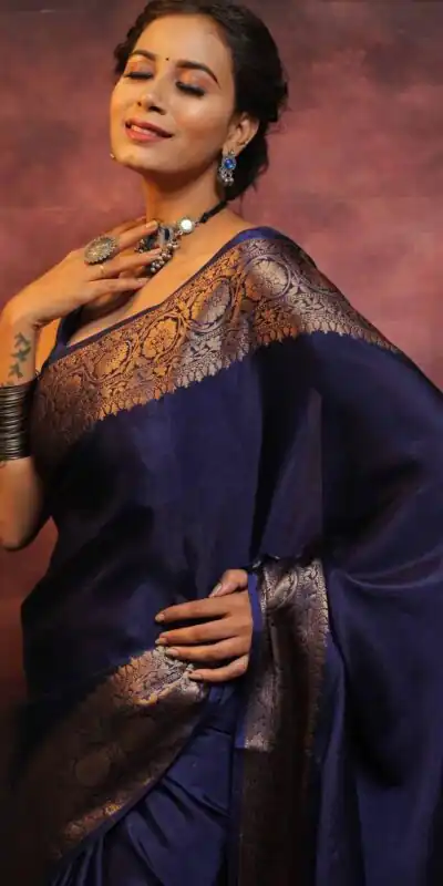 KP 6009 Navy Blue Soft Lichi Silk With Lace Border & Lace Work. Now Saree at just ₹1349. Delivery 4-6 Working Days. Shop now. | Bollywood Sarees, Creative Sarees, Designer Sarees, Embroidered Sarees, Ethnic Saree, Modern Digital sarees, Party Wear Sarees, Sarees