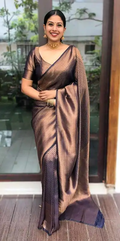 KP 4040 Navy Blue Soft Lichi Silk Saree Perfect for Wedding, Party, Ethnic Day, Raksha Bandhan, Temple Visit –.Exclusive Offer ₹1299. Delivery 4-6 Working D | Bollywood Sarees, Creative Sarees, Designer Sarees, Embroidered Sarees, Ethnic Saree, Modern Digital sarees, Party Wear Sarees, Sarees