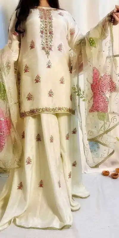 LG 2014 Off White Color Chinon with Embroidery Work Salwar Suit . Wedding, Party, Festive, Events, Get it for ₹1999. Delivery 4-6 Working Days. Shop now. | Designer Suits, Jump Suits, Casual Suits, Creative suits, Palazzo Suits, Party Wear Suits, Patiala Suits, Salwar suit, Straight Suits