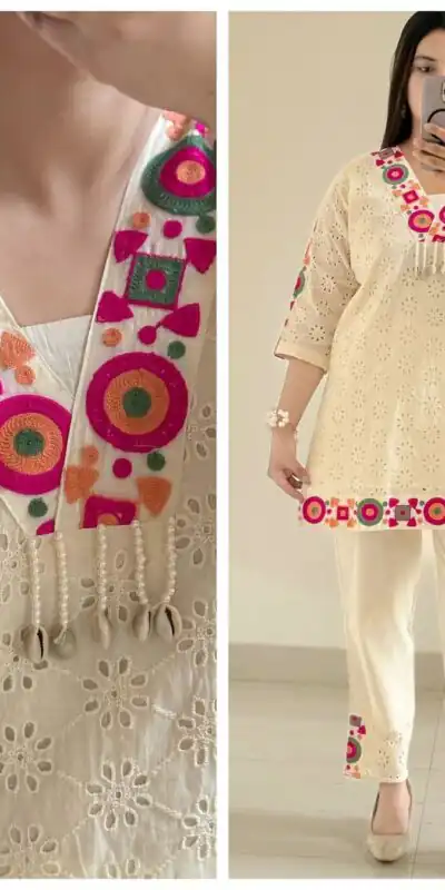 ZSR 3137 Off White Cotton With Embroidery Work & Thread Embroidery. Salwar Suit Introductory Price ₹1899. Delivery 4-6 Working Days. Shop now. | Jump Suits, Tops & Bottoms, Track Suits, Trendy Wear, Casual Suits, Creative suits, Designer Suits, Palazzo Suits, Party Wear Suits, Patiala Suits, Salwar suit, Straight Suits