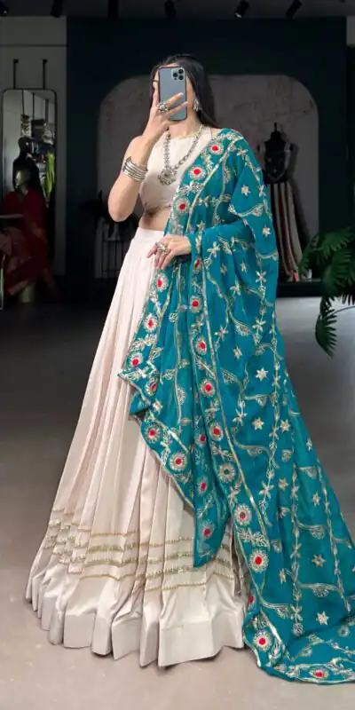 LNB 1692 Off White Pure Rayon Embroidery Work & Sequins Work Lehenga Choli in . Now at just ₹3199. Delivery 4-6 Working Days. Shop now. | Embroidered Lehenga, Bollywood Lehenga, Creative Lehenga, Designer Lehenga, Lehenga, Party Wear Lehenga