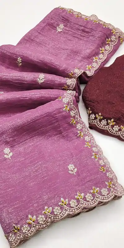 BT 1267 Onion in Crunchy Chiffon Embroidery Work Saree . Wedding, Party, Festive, Events, Exclusive Offer ₹1749. Delivery 4-6 Working Days. Shop now. | Bollywood Sarees, Creative Sarees, Designer Sarees, Embroidered Sarees, Ethnic Saree, Modern Digital sarees, Party Wear Sarees, Sarees