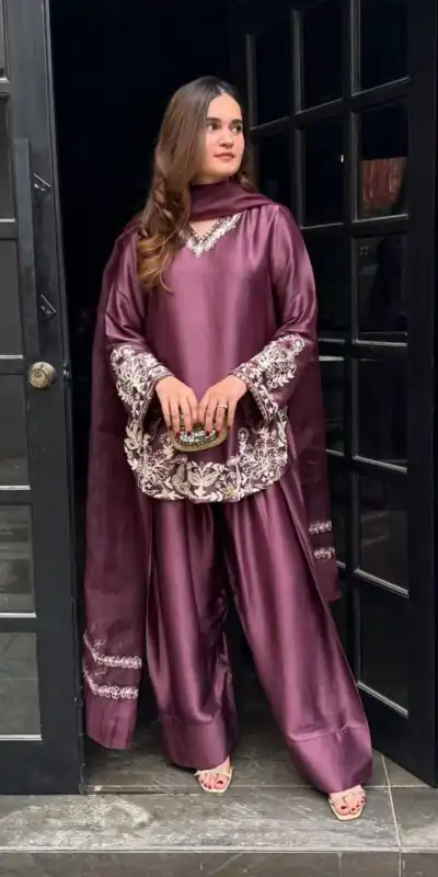 ZSR 3125 Onion Natural Crepp Silk With Embroidery Sequence Work Salwar Suit Perfect for Wedding, Party, Housewarming, Eid, Festival Celebrations | Jump Suits, Tops & Bottoms, Track Suits, Trendy Wear, Casual Suits, Creative suits, Designer Suits, Palazzo Suits, Party Wear Suits, Patiala Suits, Salwar suit, Straight Suits