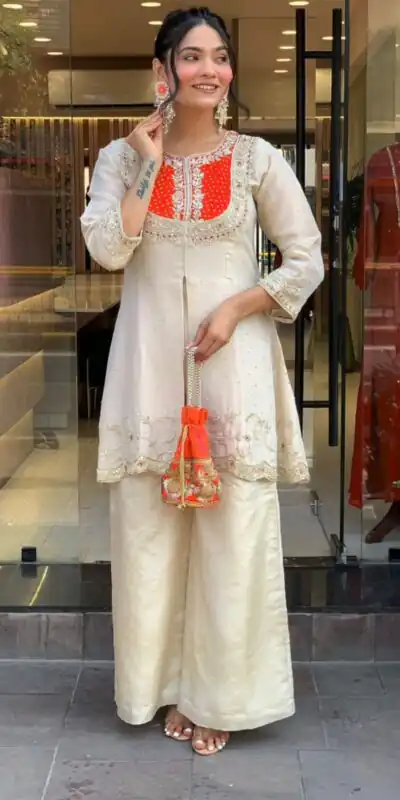 SRK 5277 Orange Mal Cotton With Embroidery Work & Bead Work Salwar Suit . Affordable Price ₹1799. Delivery 4-6 Working Days. Shop now. | Jump Suits, Casual Suits, Creative suits, Designer Suits, Palazzo Suits, Party Wear Suits, Patiala Suits, Salwar suit, Straight Suits