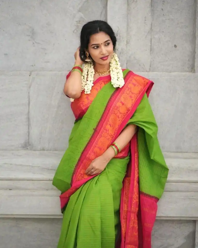 KP 3025 Parrot Green Soft Lichi Silk Saree Perfect for Wedding, Party, Baby Shower, Onam, Durga Puja . Available at ₹1449 only. Delivery 4-6 Working Days. | Bollywood Sarees, Creative Sarees, Designer Sarees, Embroidered Sarees, Ethnic Saree, Modern Digital sarees, Party Wear Sarees, Sarees