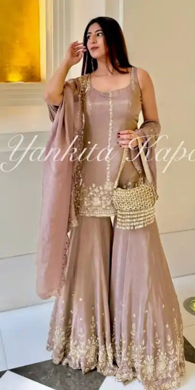 VLM 290 Peach Chinon Silk with Embroidery Work Salwar Suit . Wedding, Party, Festive, Events Festive Deal ₹1849. Delivery 4-6 Working Days. Shop now. | Designer Suits, Jump Suits, Casual Suits, Creative suits, Palazzo Suits, Party Wear Suits, Patiala Suits, Salwar suit, Straight Suits