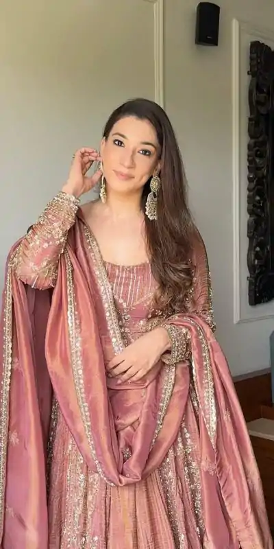 VLM 297 Peach Crunchy Silk with Lace Work & Embroidery Work Gown . Introductory Price ₹2499. Delivery 4-6 Working Days. Shop now. | Bollywood Gowns, Creative Gowns, Designer Gowns, Embroidered Gowns, Gowns, Party Wear Gowns