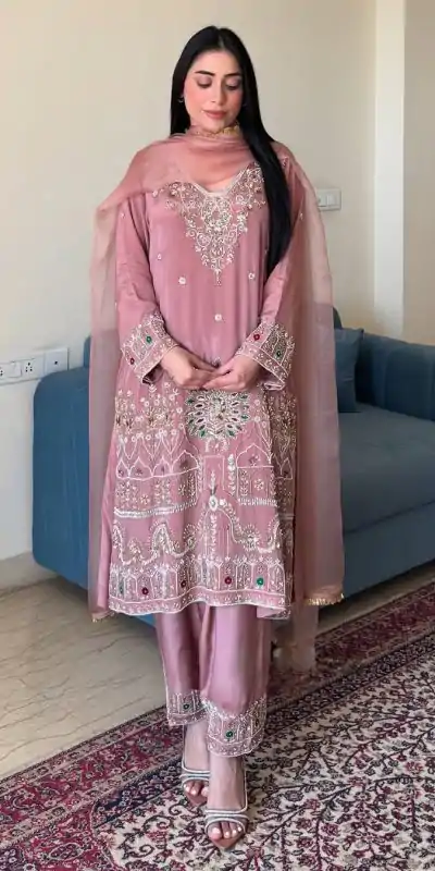 LG 2017 Peach in French Crape Lace Work & Embroidery Work Salwar Suit. Grab it for ₹1999. Delivery 4-6 Working Days. Shop now. | Designer Suits, Jump Suits, Casual Suits, Creative suits, Palazzo Suits, Party Wear Suits, Patiala Suits, Salwar suit, Straight Suits