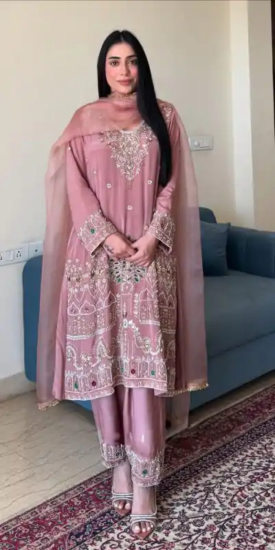 LG 2017 Peach in French Crape Lace Work & Embroidery Work Salwar Suit. Grab it for ₹1999. Delivery 4-6 Working Days. Shop now. | Designer Suits, Jump Suits, Casual Suits, Creative suits, Palazzo Suits, Party Wear Suits, Patiala Suits, Salwar suit, Straight Suits