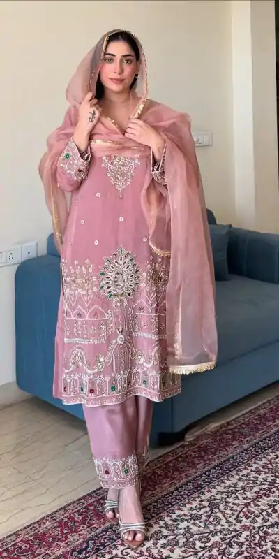 LG 2017 Peach in French Crape Lace Work & Embroidery Work Salwar Suit. Grab it for ₹1999. Delivery 4-6 Working Days. Shop now. | Designer Suits, Jump Suits, Casual Suits, Creative suits, Palazzo Suits, Party Wear Suits, Patiala Suits, Salwar suit, Straight Suits