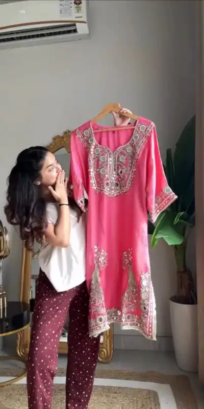 RTC 5919 Peach Roman Silk With Mirror Work Salwar Suit Wedding, Party, Festive, Events, Navratri Garba, Introductory Price ₹2099. Delivery 4-6 Working Days. | Jump Suits, Tops & Bottoms, Track Suits, Trendy Wear, Casual Suits, Creative suits, Designer Suits, Palazzo Suits, Party Wear Suits, Patiala Suits, Salwar suit, Straight Suits