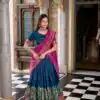 Peacock Blue Tasar Silk With Gotta Patti Lehenga Choli