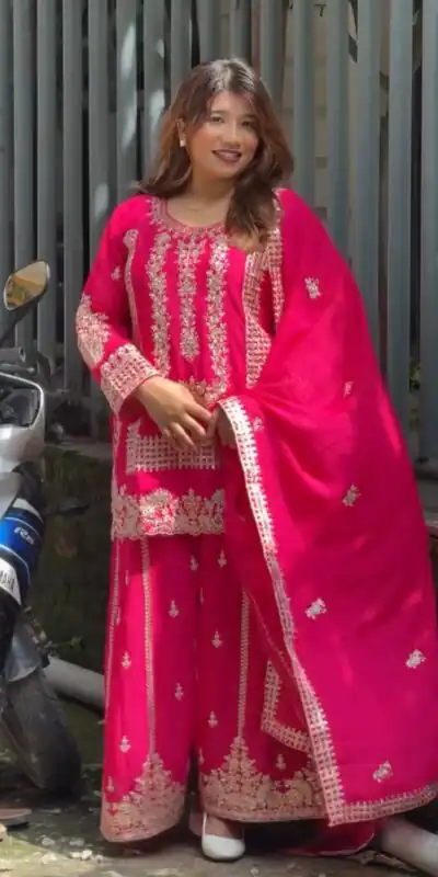 KD 1533 Pink Blooming Georgette Salwar Suit Perfect for Wedding, Party, Ethnic Day, Housewarming, Pongal . Available at ₹2149 only. Delivery 4-6 Workin | Designer Suits, Casual Suits, Creative suits, Palazzo Suits, Party Wear Suits, Patiala Suits, Salwar suit, Straight Suits