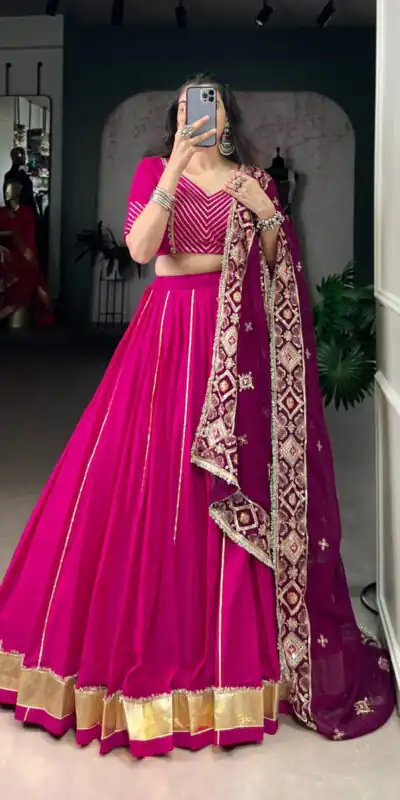 LNB 1708 Pink Cotton With Mirror Work & Zari Work Lehenga Choli Available at ₹3199 only. Delivery 4-6 Working Days. Shop now. | Bollywood Lehenga, Creative Lehenga, Designer Lehenga, Embroidered Lehenga, Lehenga, Party Wear Lehenga
