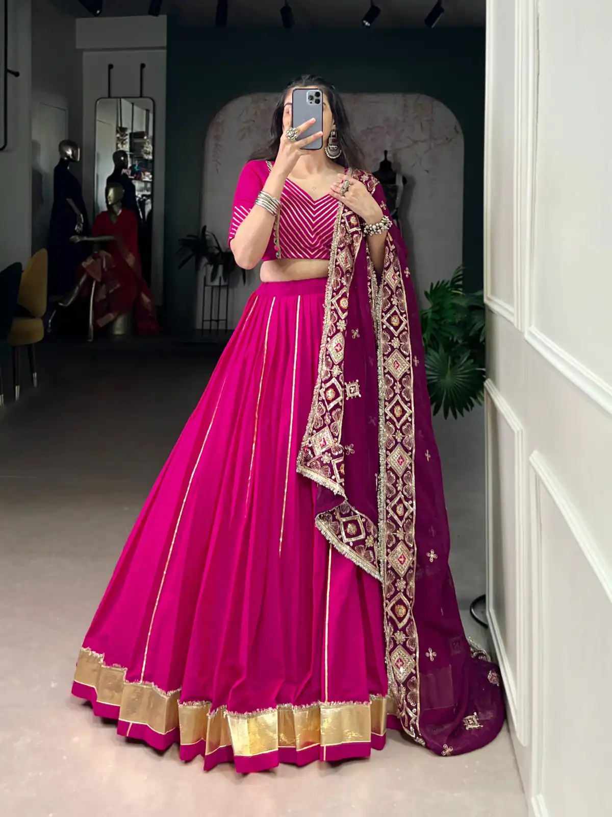 LNB 1708 Pink Cotton With Mirror Work & Zari Work Lehenga Choli Available at ₹3199 only. Delivery 4-6 Working Days. Shop now. | Bollywood Lehenga, Creative Lehenga, Designer Lehenga, Embroidered Lehenga, Lehenga, Party Wear Lehenga