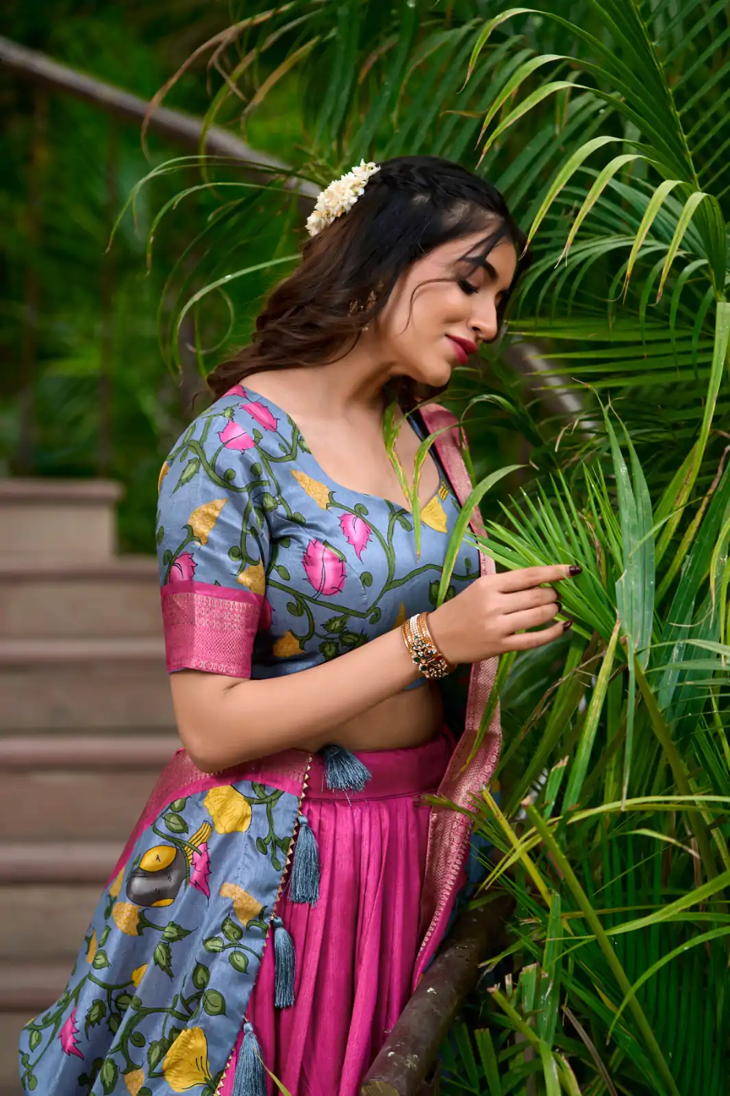 LNB 1222 Pink Dola Silk With Kalamkari Print & Zari Work Lehenga Choli . Grab it for ₹1899. Delivery 4-6 Working Days. Shop now. | Embroidered Lehenga, Bollywood Lehenga, Creative Lehenga, Designer Lehenga, Lehenga, Party Wear Lehenga