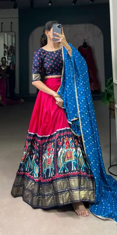 LNB 1623 Pink Color Fabulous Dola Silk Patola Print And Foil Work Lehenga Choli Wedding, Festive, Events Expected Delivery 4-6 Working Days@2199/- Only | Bollywood Lehenga, Creative Lehenga, Designer Lehenga, Embroidered Lehenga, Lehenga, Party Wear Lehenga