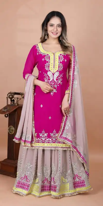 SRK 5260 Pink Faux Georgette With 5mm Embroidery Sequence Work Perfect for Wedding, Party, Karwa Chauth, Ethnic Day, Baisakhi Beast Price At 2149/- Only | Jump Suits, Casual Suits, Creative suits, Designer Suits, Palazzo Suits, Party Wear Suits, Patiala Suits, Salwar suit, Straight Suits