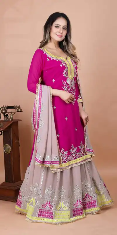SRK 5260 Pink Faux Georgette With 5mm Embroidery Sequence Work Perfect for Wedding, Party, Karwa Chauth, Ethnic Day, Baisakhi Beast Price At 2149/- Only | Jump Suits, Casual Suits, Creative suits, Designer Suits, Palazzo Suits, Party Wear Suits, Patiala Suits, Salwar suit, Straight Suits