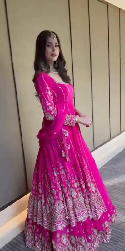 SR 1691 Pink Faux Georgette With Heavy Embroidery Sequence Work Lehenga Choli Perfect for Wedding, Party, Durga Puja, Avail At Beat Price 2449/- Only | Bollywood Lehenga, Creative Lehenga, Designer Lehenga, Embroidered Lehenga, Lehenga, Party Wear Lehenga