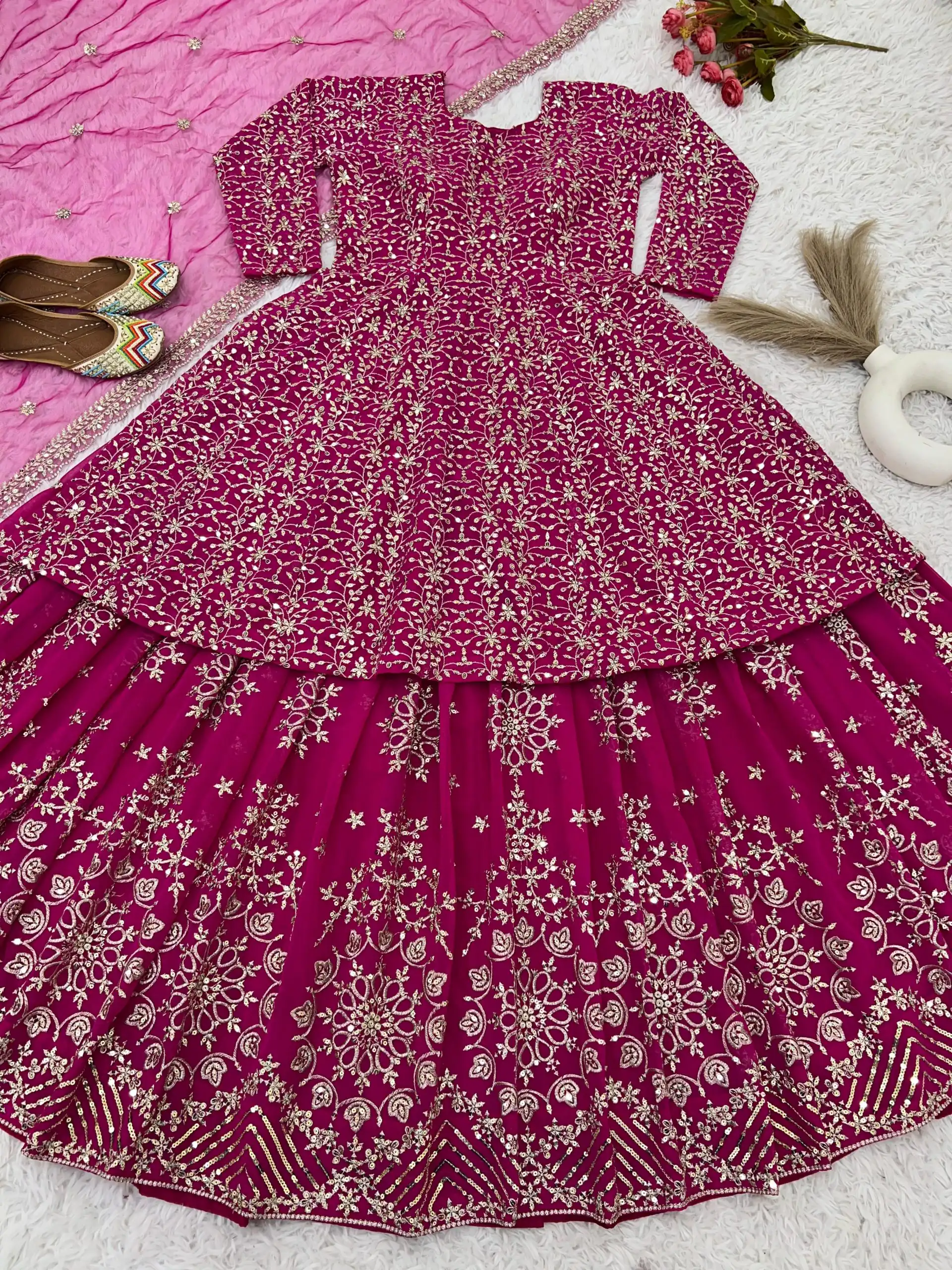NSR 819 Pink Faux Georgette with Lace Work & Embroidery Work Lehenga Choli . Introductory Price ₹2149. Delivery 4-6 Working Days. Shop now. | Bollywood Lehenga, Creative Lehenga, Designer Lehenga, Embroidered Lehenga, Lehenga, Party Wear Lehenga