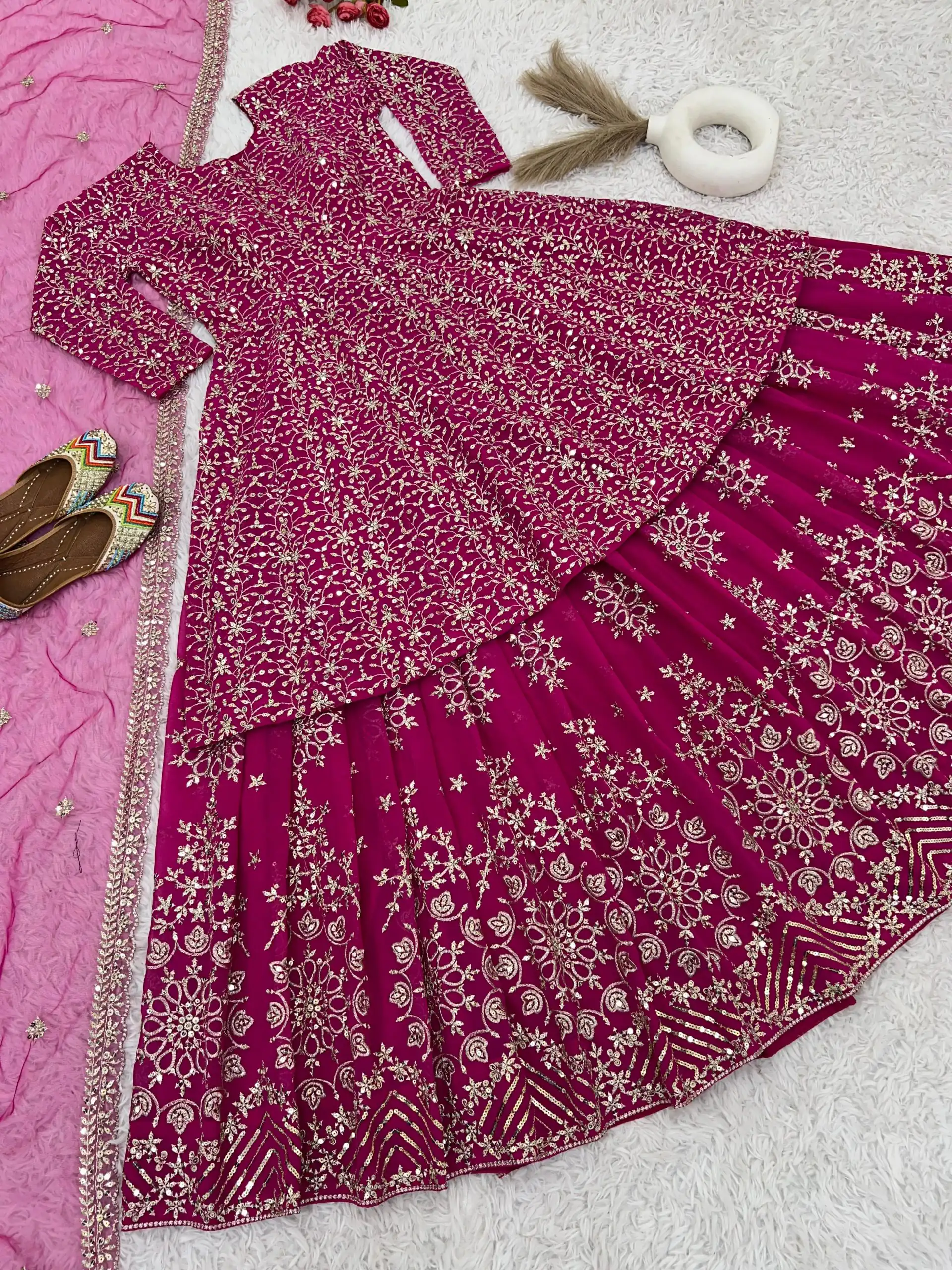 NSR 819 Pink Faux Georgette with Lace Work & Embroidery Work Lehenga Choli . Introductory Price ₹2149. Delivery 4-6 Working Days. Shop now. | Bollywood Lehenga, Creative Lehenga, Designer Lehenga, Embroidered Lehenga, Lehenga, Party Wear Lehenga