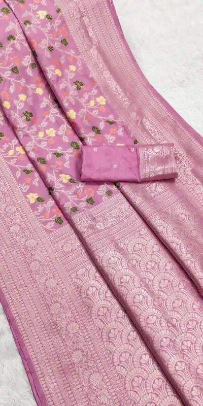 MB 96 Pink Color Khaddi Pashmina with Zari Work & Lace Work Saree . Now at just ₹1999. Delivery 4-6 Working Days. Shop now. | Bollywood Sarees, Creative Sarees, Designer Sarees, Embroidered Sarees, Ethnic Saree, Modern Digital sarees, Party Wear Sarees, Sarees
