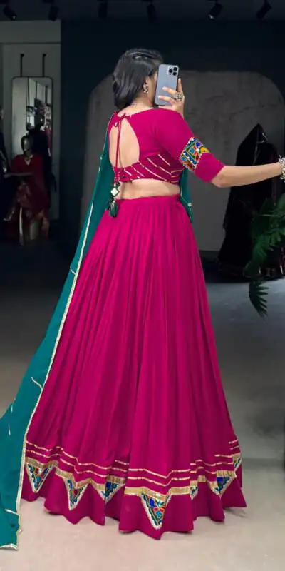 LNB 1751 Pink Pure Rayon Lehenga Choli with Mirror Work & Gamthi Work. Exclusive Offer ₹3399. Delivery 4-6 Working Days. Shop now. | Bollywood Lehenga, Creative Lehenga, Designer Lehenga, Embroidered Lehenga, Lehenga, Party Wear Lehenga