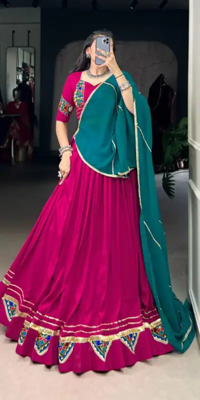 LNB 1751 Pink Pure Rayon Lehenga Choli with Mirror Work & Gamthi Work. Exclusive Offer ₹3399. Delivery 4-6 Working Days. Shop now. | Bollywood Lehenga, Creative Lehenga, Designer Lehenga, Embroidered Lehenga, Lehenga, Party Wear Lehenga