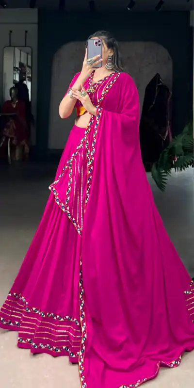 LNB 1659 Pink Color Pure Rayon With Mirror Work & Gamthi Work. Lehenga Choli Price ₹4199.Introductory Delivery 4-6 Working Days. Shop now. | Bollywood Lehenga, Creative Lehenga, Designer Lehenga, Embroidered Lehenga, Lehenga, Party Wear Lehenga