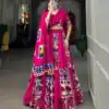 Pink Rayon Printed Lehenga Choli