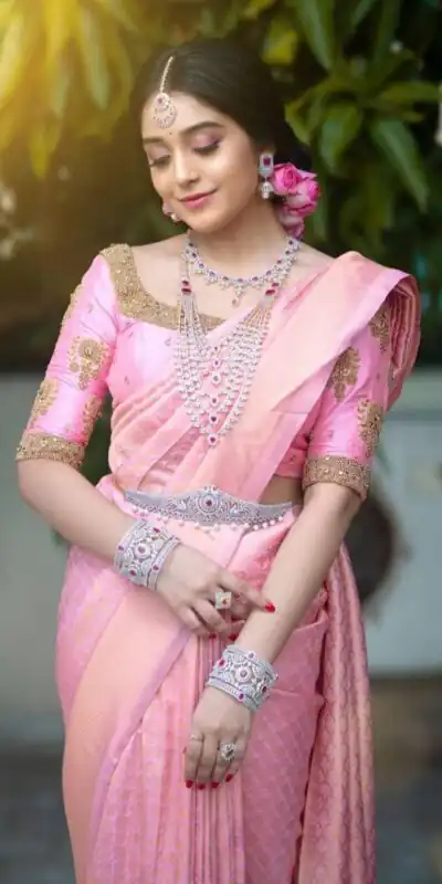KP 3016 Pink Color Soft Lichi Silk Perfect for Wedding, Party, Makar Sankranti, Pooja, Bridal Wear Cloth. Saree. Introductory Price ₹1399. Delivery 4-6 Wo | Bollywood Sarees, Creative Sarees, Designer Sarees, Embroidered Sarees, Ethnic Saree, Modern Digital sarees, Party Wear Sarees, Sarees