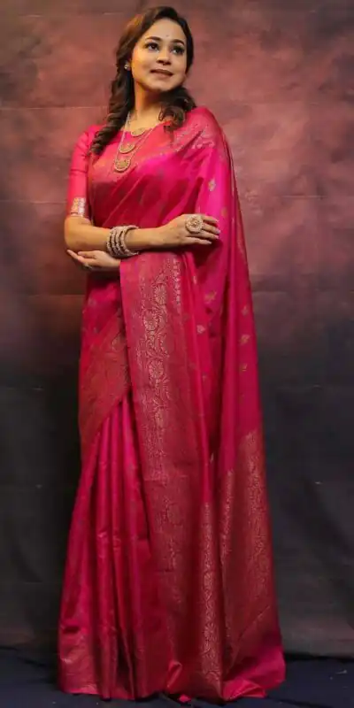 KP 6010 Pink Soft Lichi Silk Jacquard Saree Perfect for Wedding, Party, Traditional Day, Family Gatherings, Sangeet . Grab it for ₹1349. Delivery 4-6 W | Bollywood Sarees, Creative Sarees, Designer Sarees, Embroidered Sarees, Ethnic Saree, Modern Digital sarees, Party Wear Sarees, Sarees