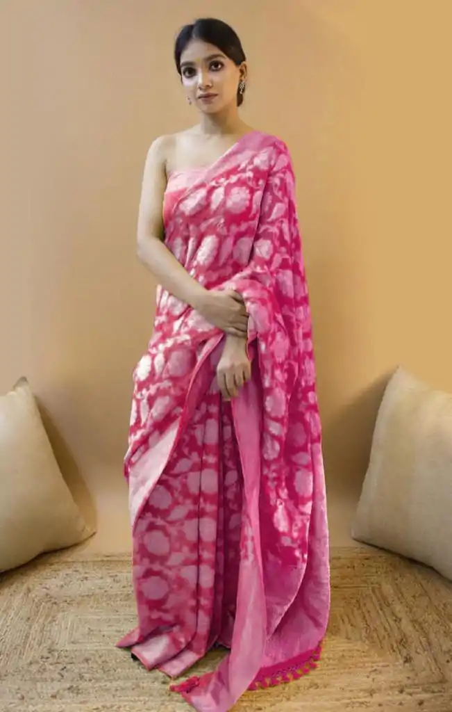 KP 1073 Pink Soft Lichi Silk Saree Perfect for Wedding, Party, Sangeet, Ethnic Day, Festival Celebrations Get it for ₹1399. Delivery 4-6 Working Da | Bollywood Sarees, Creative Sarees, Designer Sarees, Embroidered Sarees, Ethnic Saree, Modern Digital sarees, Party Wear Sarees, Sarees