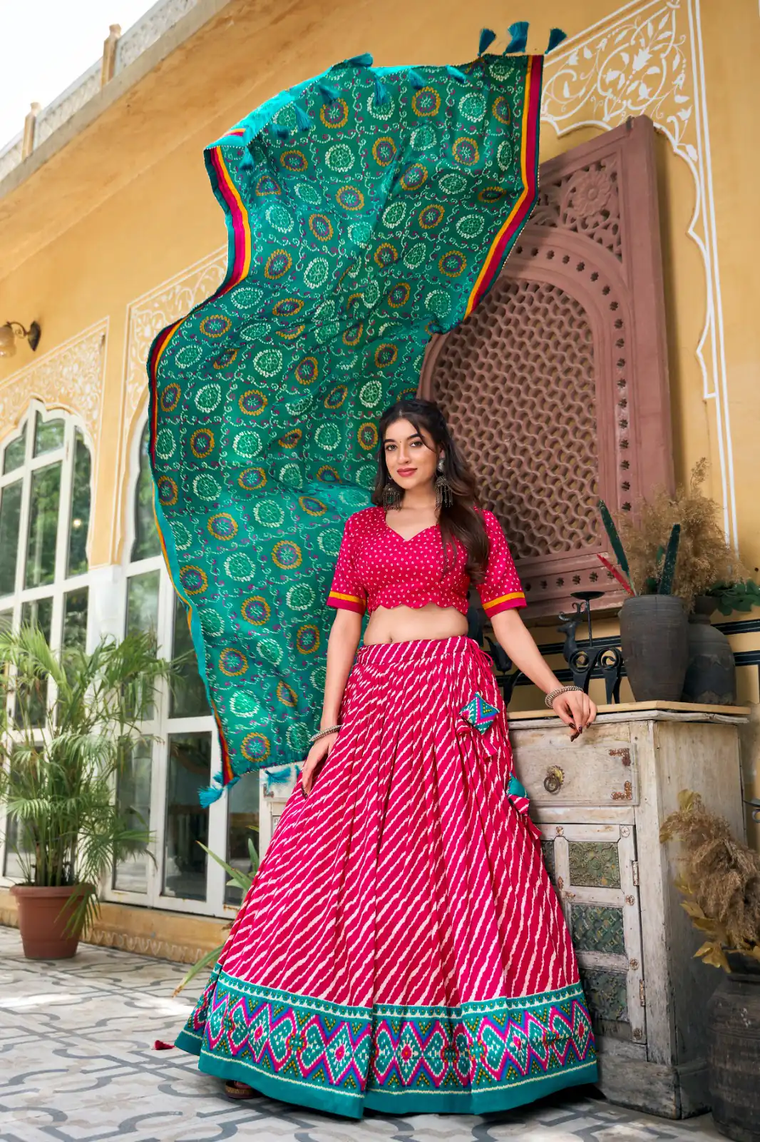 LNB 1224 Pink Tasar Silk Lehenga Choli With Bandhej Print & Patola Print. Now at just ₹2449. Delivery 4-6 Working Days. Shop now. | Bollywood Lehenga, Creative Lehenga, Designer Lehenga, Embroidered Lehenga, Lehenga, Party Wear Lehenga