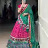 Pink Tasar Silk Gamthi Lehenga Choli