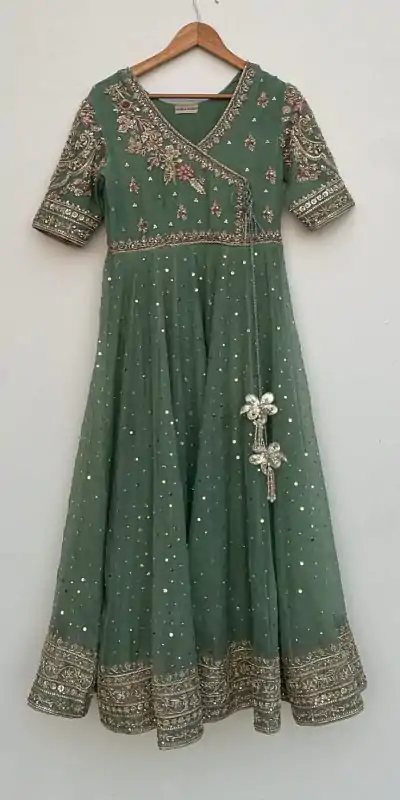 LG 2009 Pista Chinon Gown Perfect for Wedding, Party, Pongal, Ganesh Chaturthi, Family Gatherings – . Introductory Price ₹2099. Delivery 4-6 Working Days | Bollywood Gowns, Creative Gowns, Designer Gowns, Embroidered Gowns, Gowns, Party Wear Gowns
