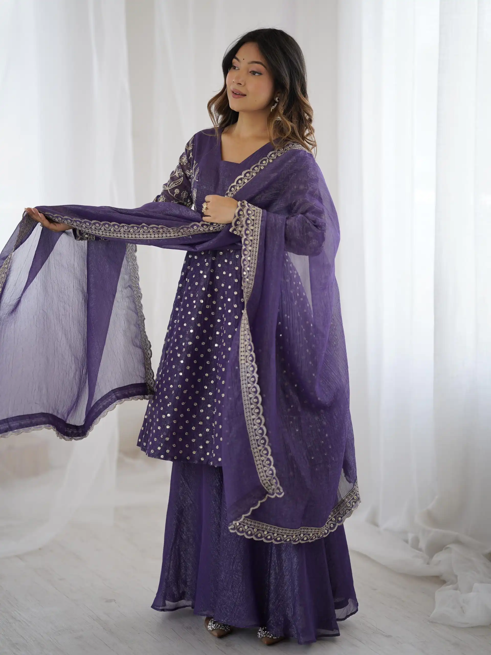 ZSR 3134 Purple Crunchy Silk Salwar Suit Perfect for Wedding, Party, Sangeet, Anniversary, Housewarming Introductory Price ₹2399. Delivery 4-6 | Jump Suits, Casual Suits, Creative suits, Designer Suits, Palazzo Suits, Party Wear Suits, Patiala Suits, Salwar suit, Straight Suits