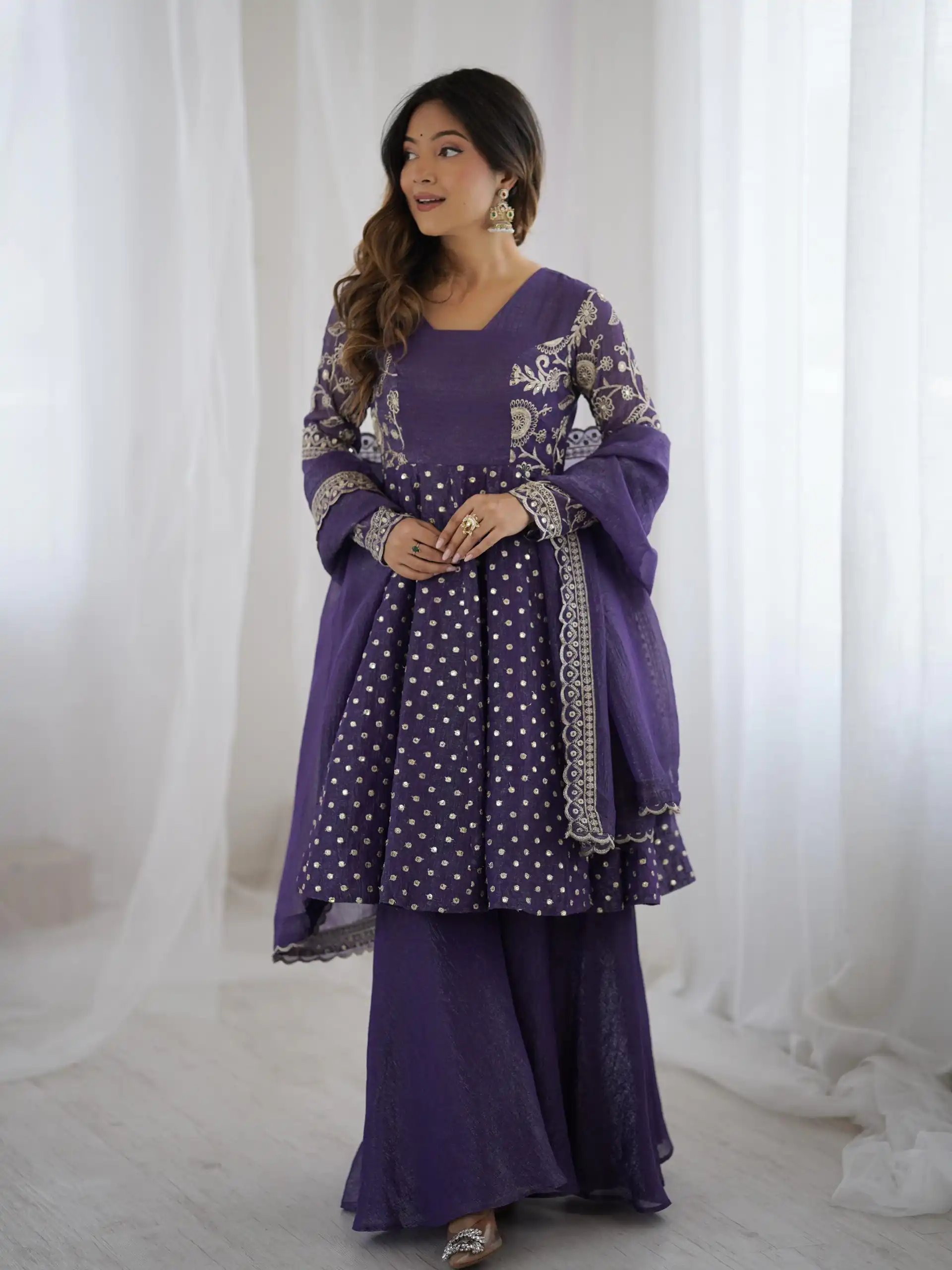 ZSR 3134 Purple Crunchy Silk Salwar Suit Perfect for Wedding, Party, Sangeet, Anniversary, Housewarming Introductory Price ₹2399. Delivery 4-6 | Jump Suits, Casual Suits, Creative suits, Designer Suits, Palazzo Suits, Party Wear Suits, Patiala Suits, Salwar suit, Straight Suits