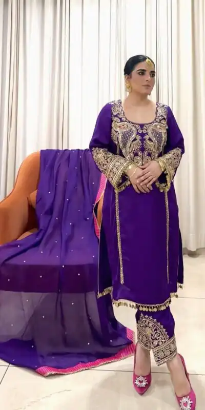 KF 1704 Purple Georgette with Embroidery Work & Lace Work Salwar Suit . Special Price ₹1999. Delivery 4-6 Working Days. Shop now. | Designer Suits, Jump Suits, Tops & Bottoms, Track Suits, Trendy Wear, Casual Suits, Creative suits, Palazzo Suits, Party Wear Suits, Patiala Suits, Salwar suit, Straight Suits