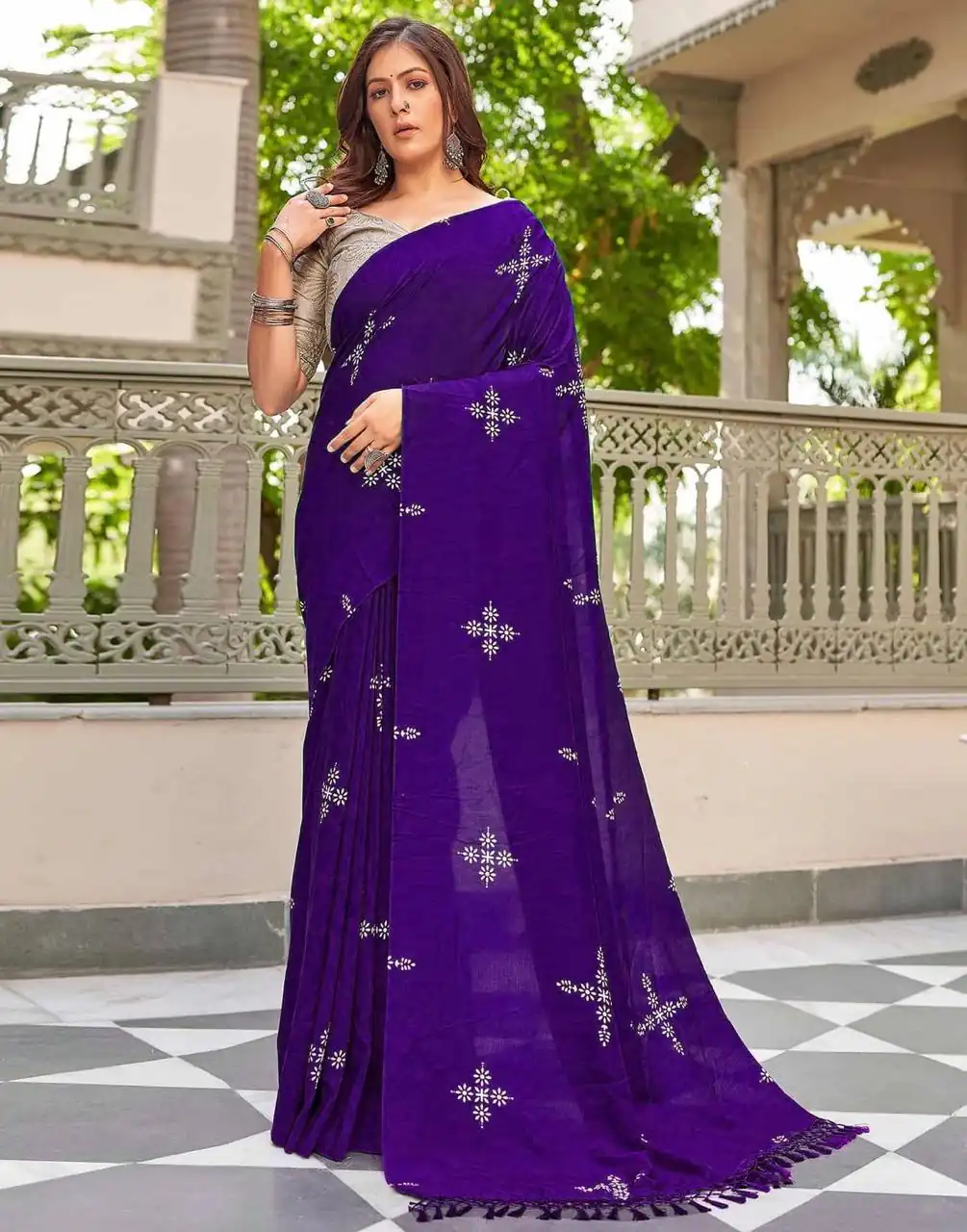 BT 1104 Purple Natural silk with Thread Embroidery & Embroidery Work Saree . Now at just ₹1549. Delivery 4-6 Working Days. Shop now. | Bollywood Sarees, Creative Sarees, Designer Sarees, Embroidered Sarees, Ethnic Saree, Modern Digital sarees, Party Wear Sarees, Sarees
