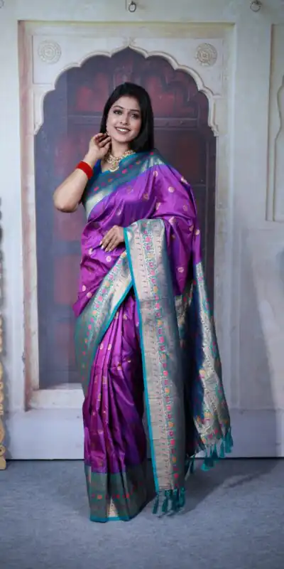 MB 18 Purple Paithani Ajanta Lotus Saree Perfect for Wedding, Party, Lohri, Durga Puja, Eid – . Get it for ₹2449. Delivery 4-6 Working Days. Shop now. | Bollywood Sarees, Creative Sarees, Designer Sarees, Embroidered Sarees, Ethnic Saree, Modern Digital sarees, Party Wear Sarees, Sarees