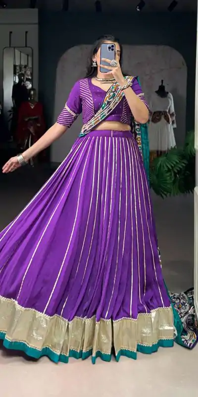 LNB 1658 Purple Pure Chanderi with Zari Work & Gotta Patti Work Lehenga Choli . Introductory Price ₹3199. Delivery 4-6 Working Days. Shop now. | Bollywood Lehenga, Creative Lehenga, Designer Lehenga, Embroidered Lehenga, Lehenga, Party Wear Lehenga