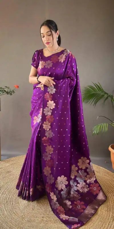KP 6003 Purple Soft Lichi Silk Cloth Lace Work & Lace Border Saree in Best Price ₹1399. Delivery 4-6 Working Days. Shop now. | Bollywood Sarees, Creative Sarees, Designer Sarees, Embroidered Sarees, Ethnic Saree, Modern Digital sarees, Party Wear Sarees, Sarees