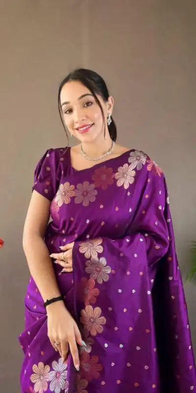 KP 6003 Purple Soft Lichi Silk Cloth Lace Work & Lace Border Saree in Best Price ₹1399. Delivery 4-6 Working Days. Shop now. | Bollywood Sarees, Creative Sarees, Designer Sarees, Embroidered Sarees, Ethnic Saree, Modern Digital sarees, Party Wear Sarees, Sarees