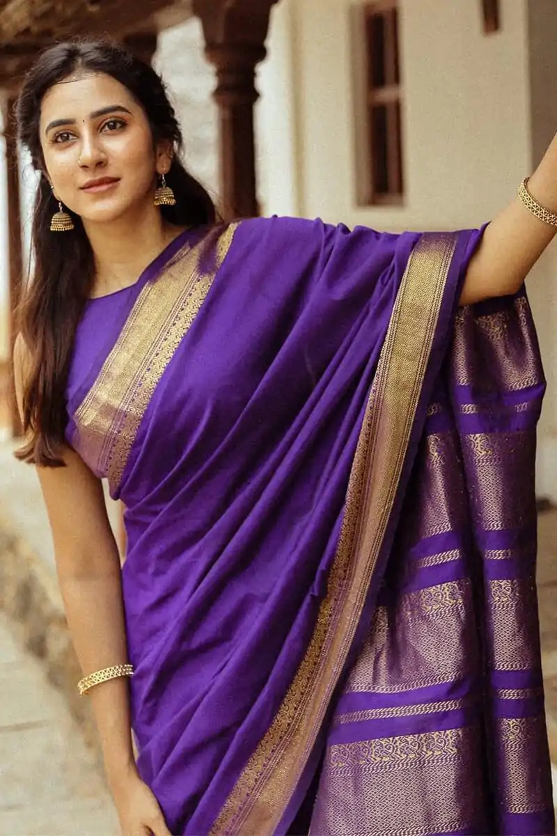 KP 6031 Purple Soft Lichi Silk Cloth Saree with Designer Work. Affordable Price ₹1349. Delivery 4-6 Working Days. Shop now. | Bollywood Sarees, Creative Sarees, Designer Sarees, Embroidered Sarees, Ethnic Saree, Modern Digital sarees, Party Wear Sarees, Sarees