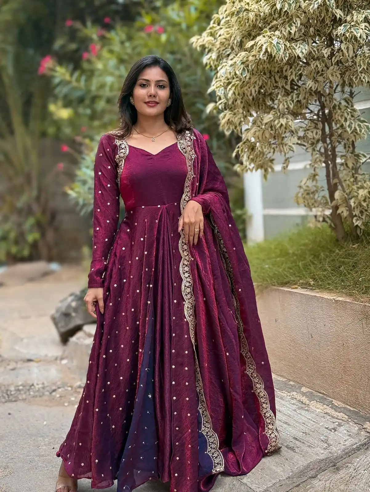 SSR 516 Rani Pink Fandy Silk With Embroidery sequence Work Gown Perfect for Wedding, Party, Onam, Makar Sankranti, Traditional Day Special Price ₹ 2149 | Bollywood Gowns, Creative Gowns, Designer Gowns, Embroidered Gowns, Gowns, Party Wear Gowns
