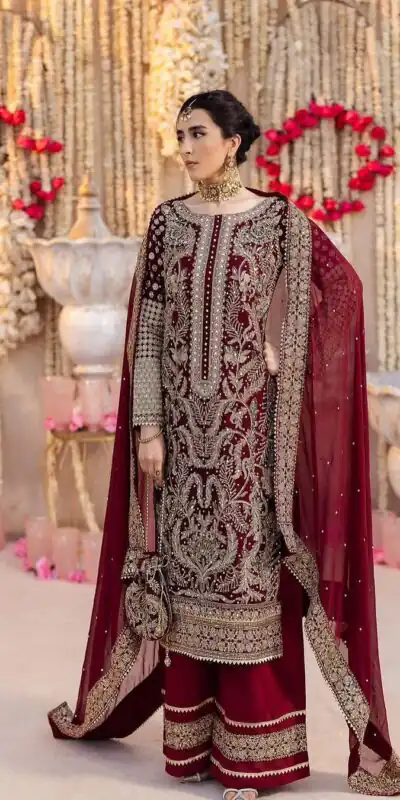 SRK 5297 Rani Pink Heavy Faux Georgette With Chain Stitch Embroidery Sequence Work Salwar Suit Wedding, Party, Festive, Events, 4-6 Working Days At 2399 | Jump Suits, Casual Suits, Creative suits, Designer Suits, Palazzo Suits, Party Wear Suits, Patiala Suits, Salwar suit, Straight Suits